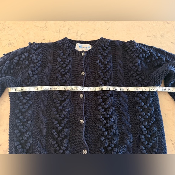 DEANS of Scotland Navy Blue popcorn cable knit Cardigan Large Ramie/Cotton blend - Picture 5 of 10